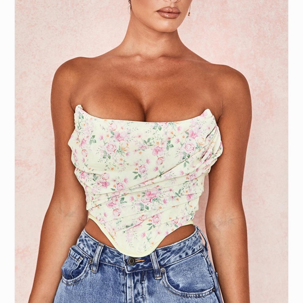 House of CB Vivienne Lemon Floral Corset | Womens Tops